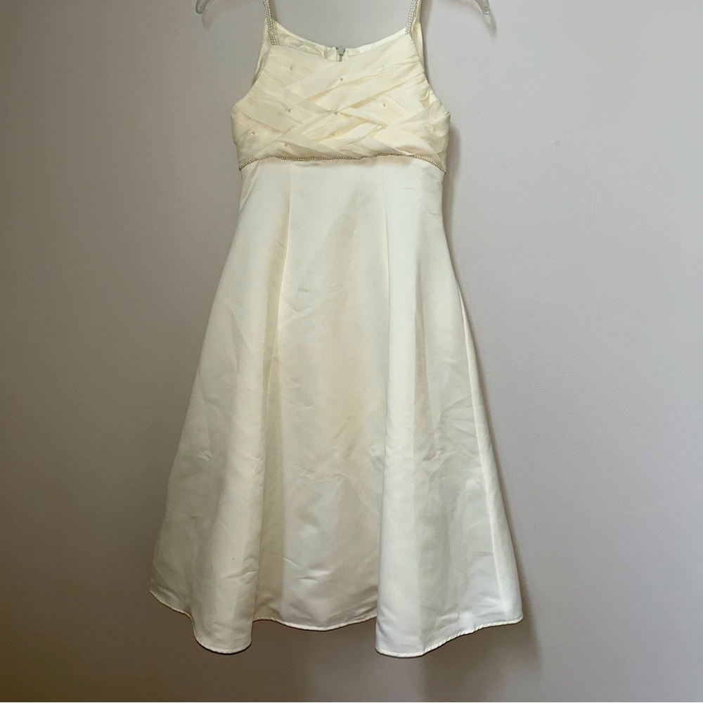 Cinderella Girls Ivory Pearl detail Flower Girl Bridesmaid Communion Dress Sz 12